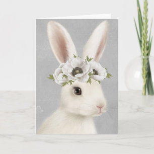 Carte ferme vintage moderne lapin blanc