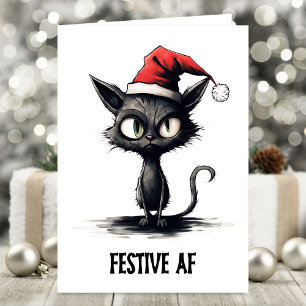 Carte Festif AF Sarcastique Chat Noël