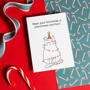 Carte Festif drôle Noël de chat