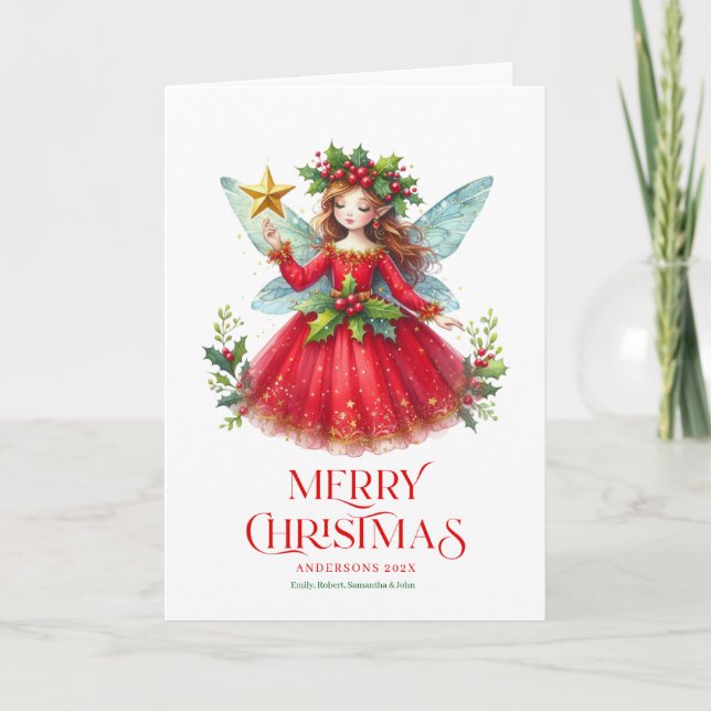 Carte Festif Fée de Noël Personnalisable Photo (Devant)