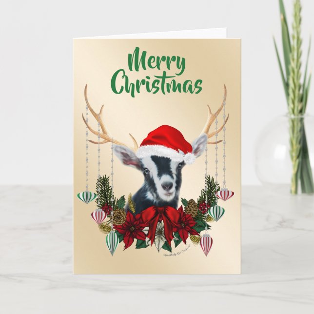 Carte Festif Noël goat alpin enfant (Devant)
