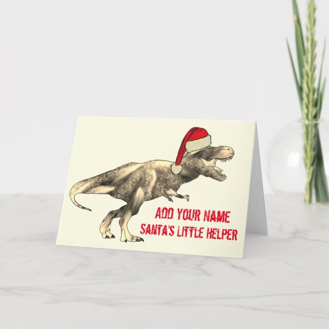 Carte Festif T Rex Drôle Dinosaure de Noël Ironie Citati (Devant)