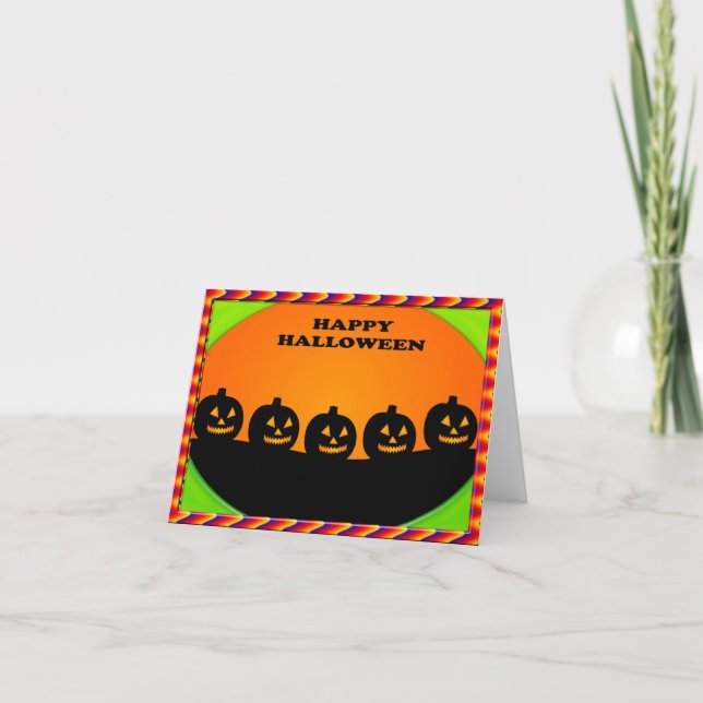 Carte Festin Halloween Jack o' Lantern Silhouettes (Devant)