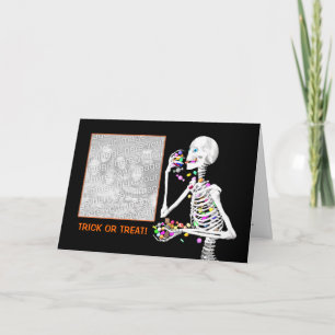 Carte Festins de squelette de Halloween (cadre de photo)