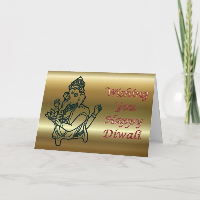 Carte Festival de Diwali de lumière indien avec Ganesha (Devant)