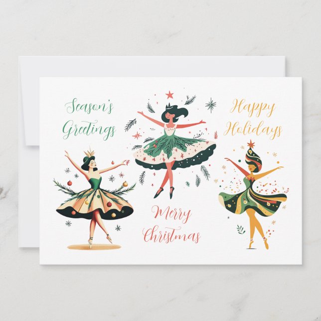 Carte Festive de Noël Ballerinas Flat Holiday (Devant)