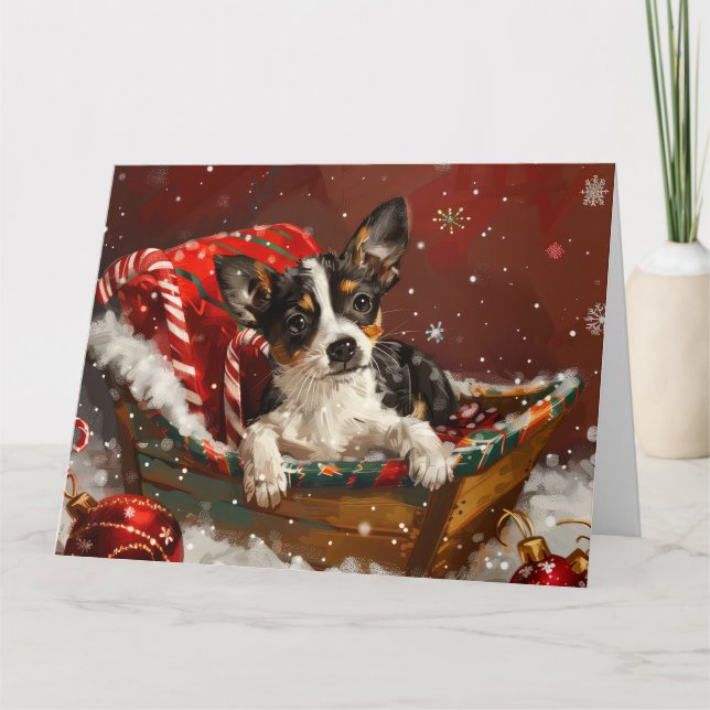 Carte Festive de Noël de chien de Rat Terrier (Devant)