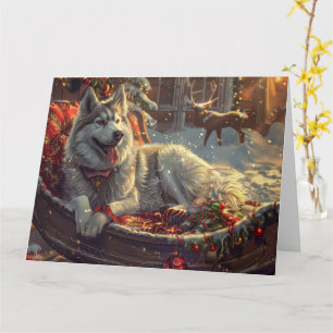 Carte Festive de Noël de chien laphund finlandais