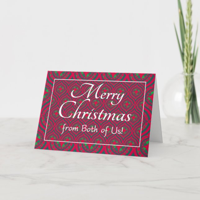 Carte Festive de Noël, des deux nous rouge, vert (Devant)