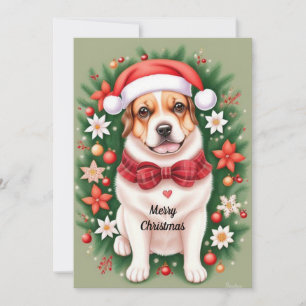 Carte Festive de Noël Dog Flat Holiday