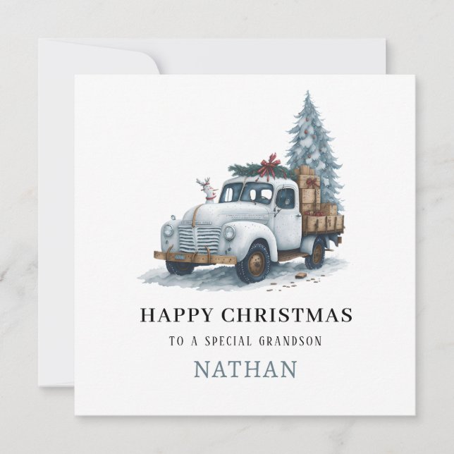 Carte Festive De Vacances De Camion De Noël Pour G (Devant)
