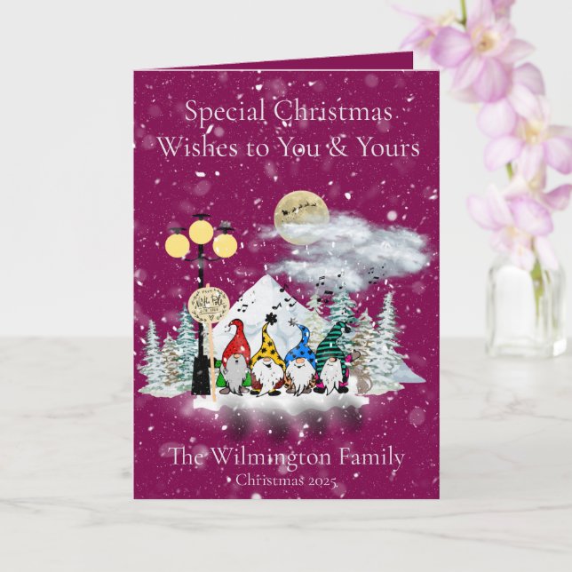 Carte Festive Elf Quatuor Famille Photo Noël Folle (Orchidée)