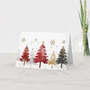 Carte Festive Gold Foil et Red Christmas Scene