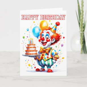 Carte Festive Joyeux Clown fête d'anniversaire
