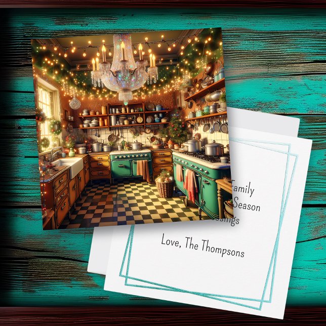 Carte Festive Kitsch rétro cuisine Noël (Créateur téléchargé)
