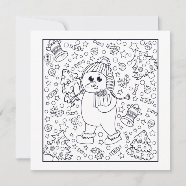 Carte Festive Noël enfants coloriage (Devant)