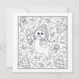 Carte Festive Noël enfants coloriage