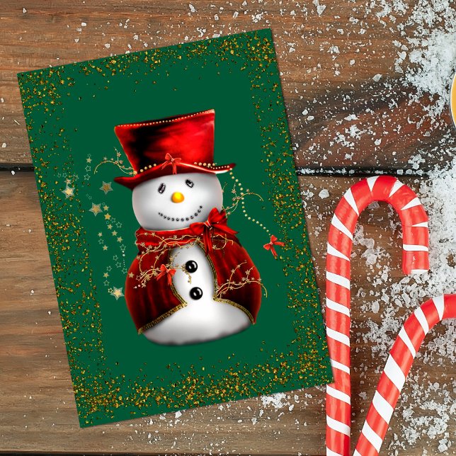 Carte Festive Snowman Sparkle Christmas  (Festive Snowman Sparkle Christmas Card by the Olde Christmas Shoppe)