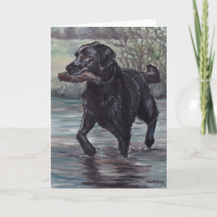 Carte Fetch Labrador Retriever Dog Art Grey Card