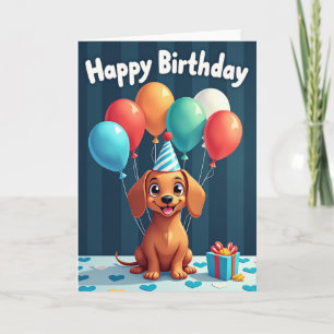 Carte Fête Anniversaire Chien Rayé