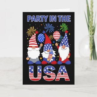 Carte Fête Aux États-Unis Gnome Patriotique Drapeau 4 Ju