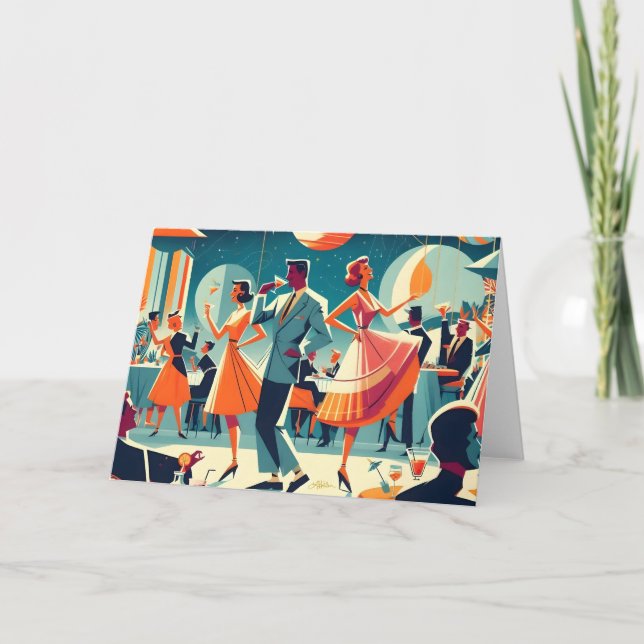 Carte Fête Cocktail du milieu du siècle de l'espace (Devant)