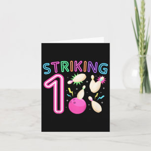 Carte Fête d'anniversaire 1ère des enfants Bowling Fille