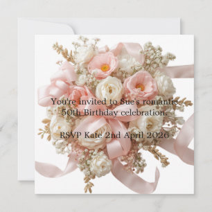 Carte Fête d'anniversaire 50 ans Coquette Bow Floral 