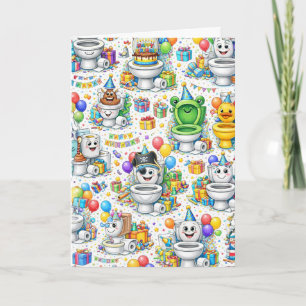 Carte Fête d'anniversaire aux toilettes drôle