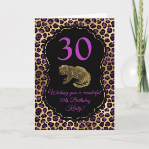 Carte Fête d'anniversaire avec impression de léopard or 
