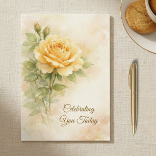 Carte Fête d'anniversaire chrétienne Rose Jaune