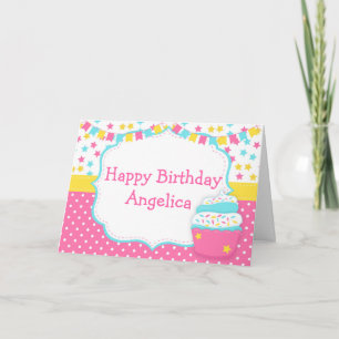 Carte Fête d'anniversaire Cupcake et Sprinkles