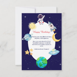 Carte Fête d'anniversaire dans l'espace à l'aquarelle
