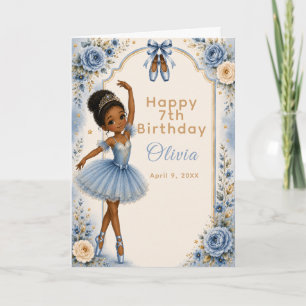 Carte Fête d'anniversaire de ballerine bleue