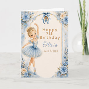 Carte Fête d'anniversaire de ballerine bleue