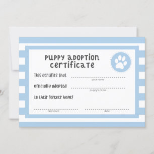 Carte Fête d'anniversaire de chien   Certificat d'adopti