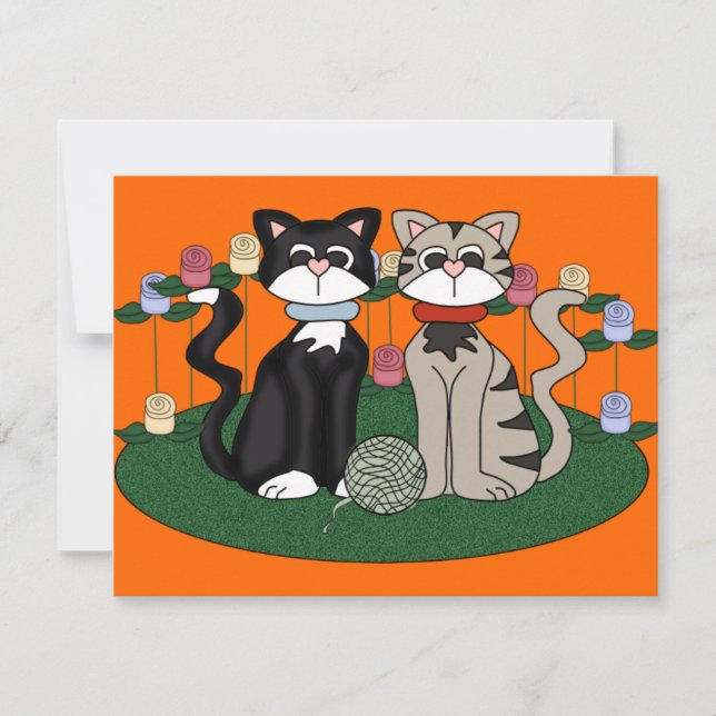 Carte Fête d'anniversaire de deux chats (Devant)