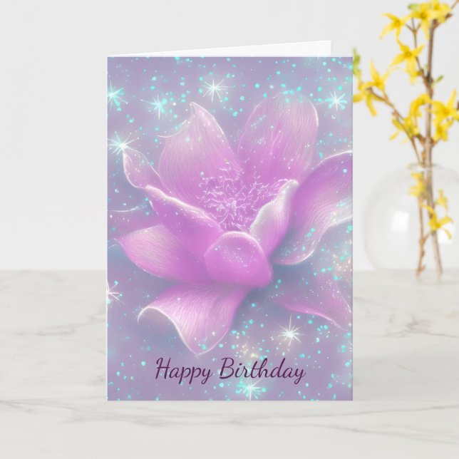 Carte Fête d'anniversaire de la Fleur Violette (Fleur jaune)