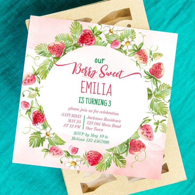 Carte Fête d'anniversaire de la fraise douce Berry (Créateur téléchargé)