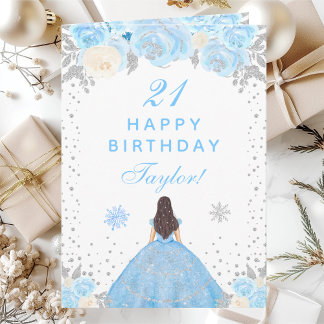 Carte Fête d'anniversaire de la princesse aux cheveux br