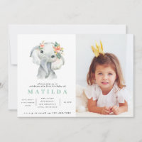 Fête d'anniversaire de petite fille d'éléphant aqu