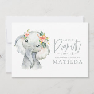 Carte Fête d'anniversaire de petite fille d'éléphant aqu