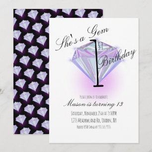 Carte Fête d'anniversaire de premier cristal de gemme vi