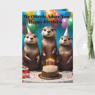 Carte Fête d'anniversaire des triplés loutres adorent ad