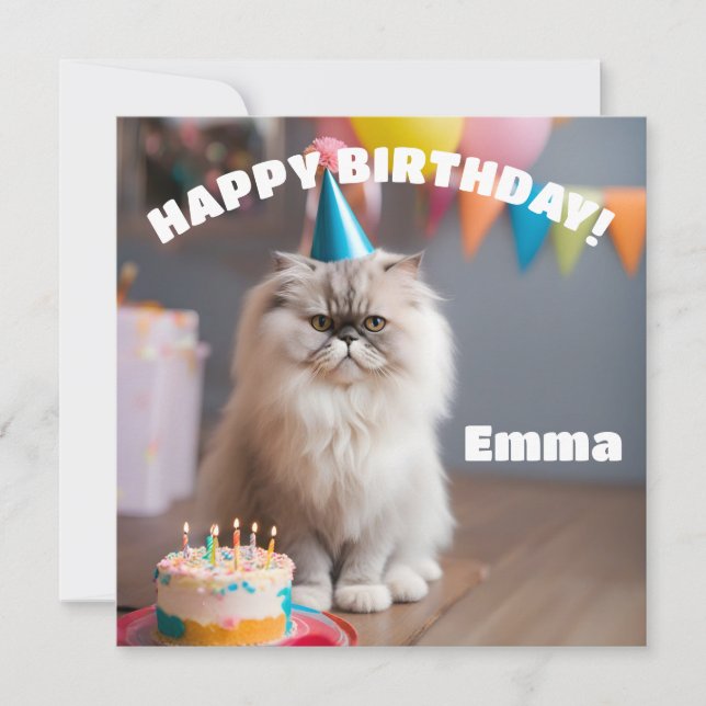 Carte Fête d'anniversaire du chat perse (Devant)