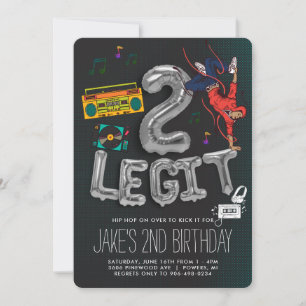 Carte Fête d'anniversaire Hip Hop 90's 'Two Legit to Qui