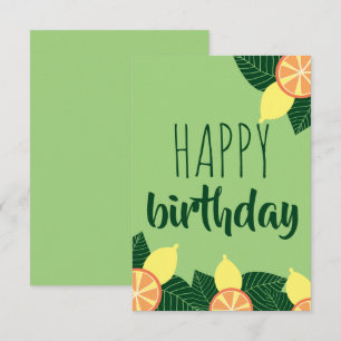 Carte Fête d'anniversaire joyeuse de citrons et d'orange