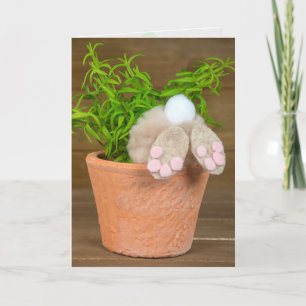 Carte fête d'anniversaire lapin dans pot de fleurs