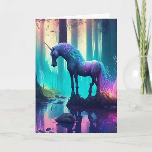 Carte Fête d'anniversaire personnalisée de licorne pour  (Devant)