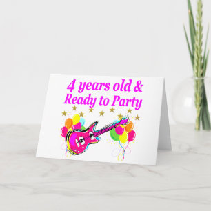 CARTE FÊTE D'ANNIVERSAIRE ROCK STAR 4 ANS